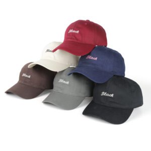 Black Embroidered Adjustable Baseball Caps - Various Colors