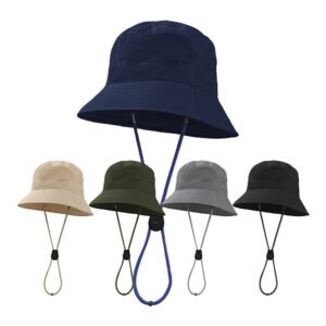 Outdoor Sun Protection Bucket Hat with Adjustable Chin Strap, Multiple Colors