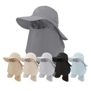 Full Coverage Sun Protection Hat with Removable Face & Neck Shield - UPF 50+ Outdoor Fishing Hiking Cap, 5 Colors, Adjustable Fit