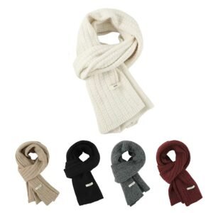 2025 Winter Essential Knitted Scarf - Soft Warm Multi-Color Cable Knit Scarves for Women & Men, Stylish Solid Color Scarf with Brand Tag