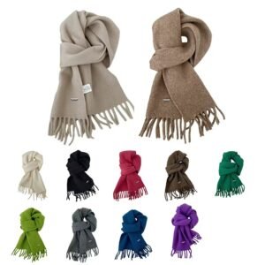 2025 Winter Fringed Wool Scarf - Multi-Color Soft Cashmere Feel Scarves for Women & Men, Classic Tassel Design Warm Fashion Accessory