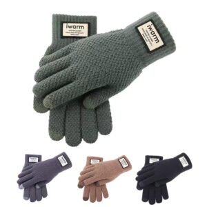 iwarm Knitted Touchscreen Gloves for Men - Winter Warm Full Finger Gloves with Anti-Slip Design, Multiple Colors Available