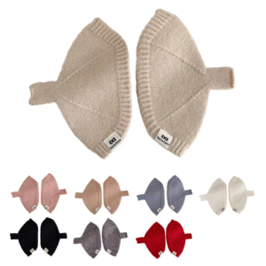 Kids' Knitted Leaf-Shaped Ear Warmers - DoralDore Soft Woolen Ear Muffs for Toddlers & Children, Multiple Colors