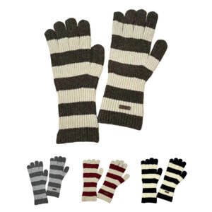 Striped Knitted Winter Gloves for Women & Men - Warm Cashmere Blend Full Finger Gloves with Multiple Color Options