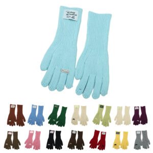 Women's Long Cuff Knitted Gloves with Bow Detail - Multi-Color Warm Winter Gloves for Ladies
