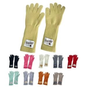 Hand Work Winterwear Knitted Gloves - Multiple Colors Long Cuff Warm Gloves for Women & Men, Stylish Cold Weather Essential