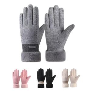 Women's Winter Touchscreen Gloves - Fleece Lined Warm Knit Gloves with Faux Fur Cuff, Fashionable & Functional for Cold Weather (Multiple Colors Available)