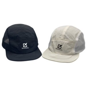 Beauledo Mesh-Back 5-Panel Cap | Lightweight Breathable Black & Beige Outdoor Hats