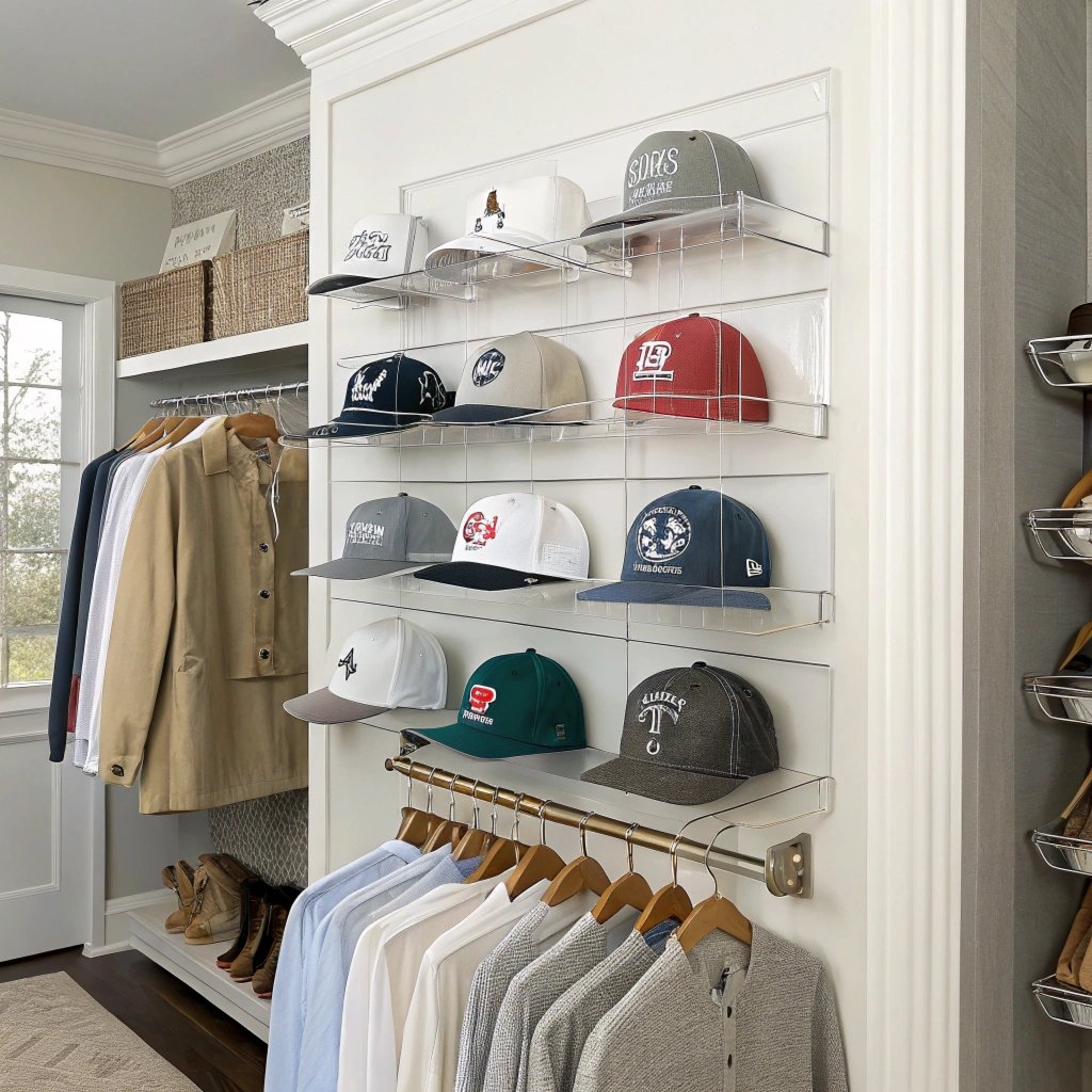 neatly displayed hats