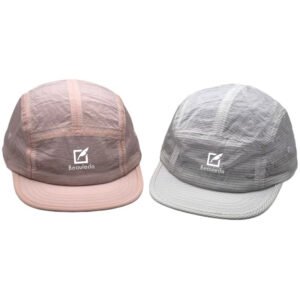 Beauledo Ultralight 5-Panel Cap - Quick-Dry Breathable Summer Outdoor Hat (Pink/Light Gray)