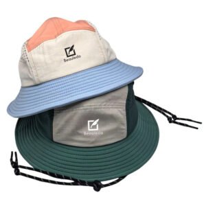 Beauledo Color-Block Bucket Hat - Breathable Adjustable Outdoor Sun Hat (Coral/Blue & Khaki/Green)