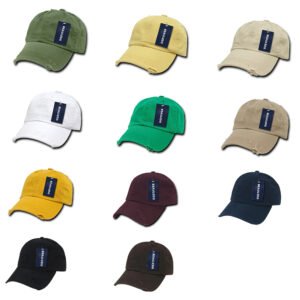 Distressed Vintage Cotton Baseball Cap - Trendy Washed Dad Hat with Tag Detail (Multiple Colors)