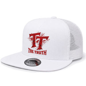 The Truth Crack Print White Mesh Trucker Cap – Gothic Streetwear Flat Bill Snapback Hat Adjustable Breathable Outdoor Baseball Hat