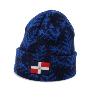Dominican Republic Flag Camo Cuffed Beanie Hat, National Flag Patch Knitted Winter Skull Cap for Men Women
