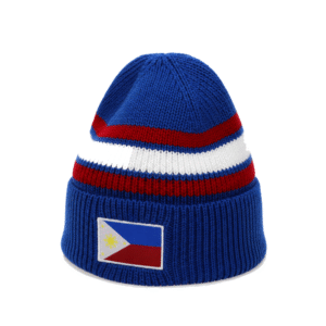 Philippines Flag Striped Knit Cuff Beanie Hat – National Flag Embroidered Winter Warm Skull Cap Adjustable Casual Outdoor Ski Beanie for Filipino Fans & Streetwear