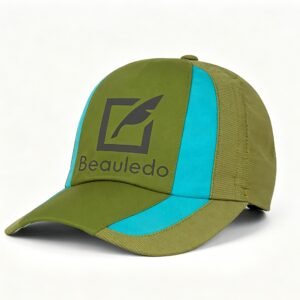 Beauledo Two-Tone Quick Dry Baseball Cap – Breathable Mesh Outdoor Sports Hat (Olive Green & Cyan)