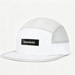 Beauledo Box Logo 5 Panel Running Cap, Full Mesh Flat Brim Athletic Hat, Quick Breath Lightweight Sports Cap for Marathon Cycling Hiking