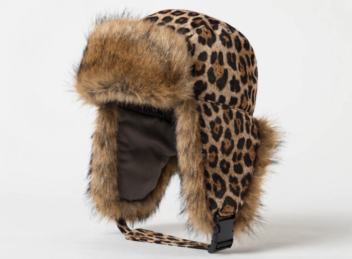 Close-up details of trapper hat