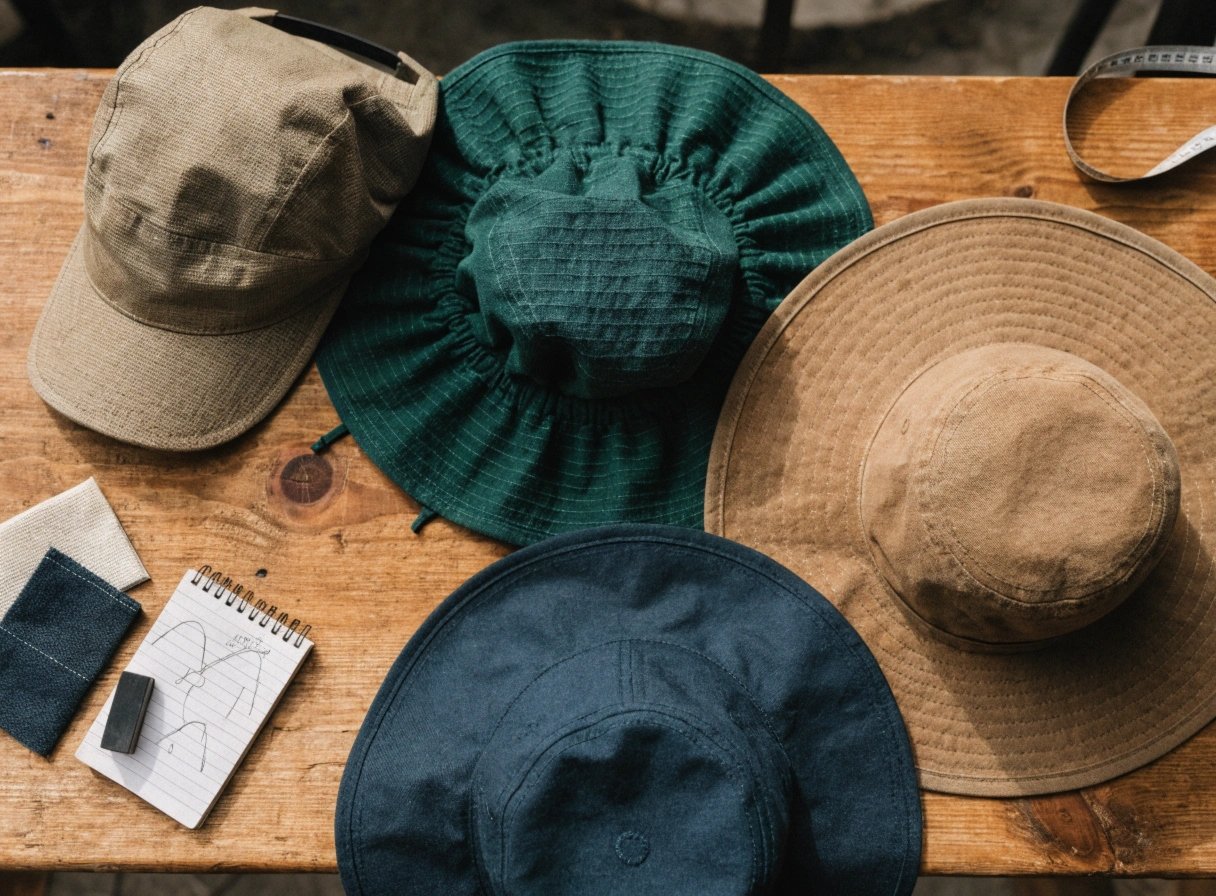 Custom outdoor hat samples shipped to US clients
