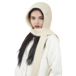 Women’s Winter Knitted Hat Scarf Set with Hood and Pearl Accents - image 3