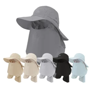 Full Coverage Sun Protection Hat with Removable Face & Neck Shield – UPF 50+ Outdoor Fishing Hiking Cap, 5 Colors, Adjustable