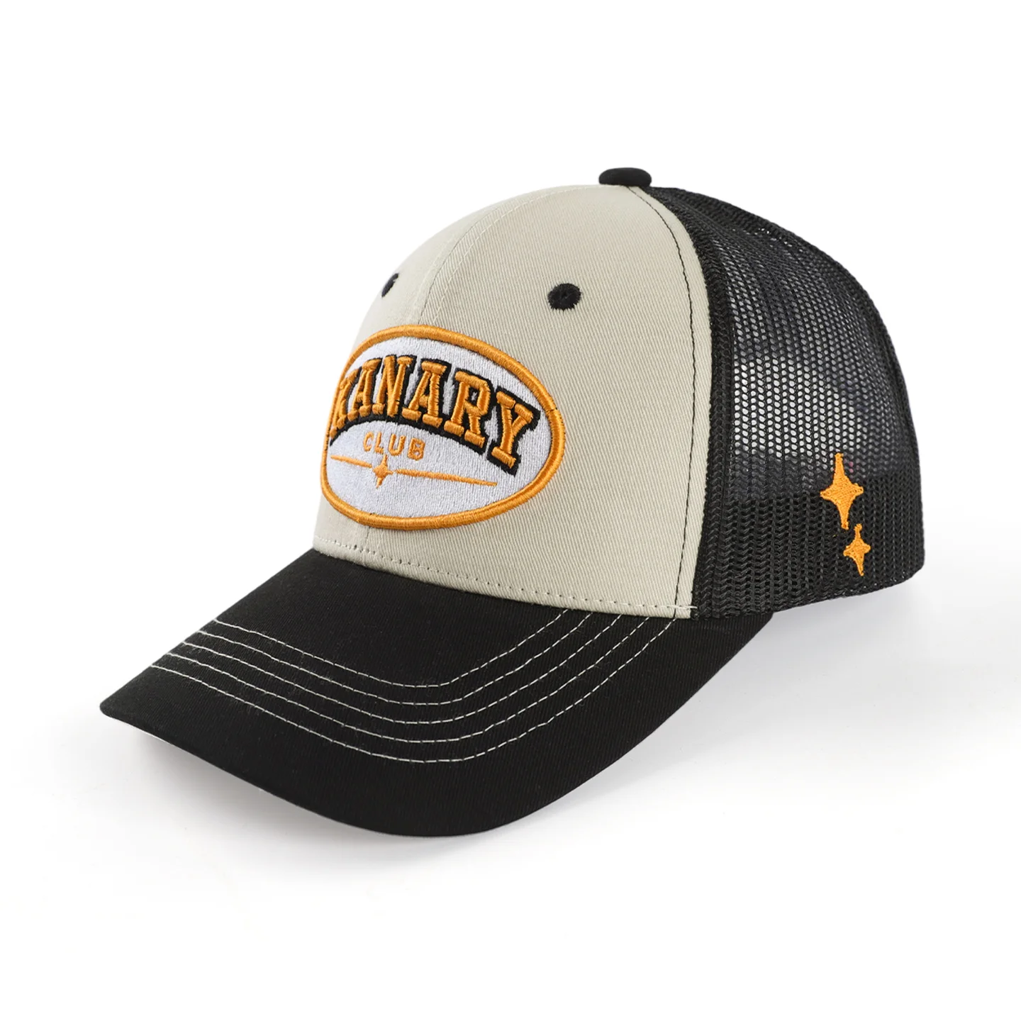 Custom trucker cap with a woven patch