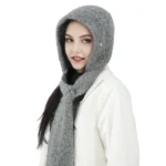 Women’s Winter Knitted Hat Scarf Set with Hood and Pearl Accents - image 2