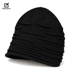Black 100% Acrylic Knit Beanie Unisex Soft Stretch Winter Skull Hat
