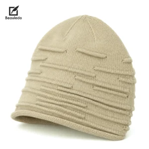 Khaki 100% Acrylic Knit Beanie Unisex Soft Warm Winter Daily Skull Cap