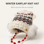 Pastel Lavender Orange Ombre Knit Earflap Hat, Faux Fur Pom Pom Braided Tassel Winter Beanie for Girls - image 7