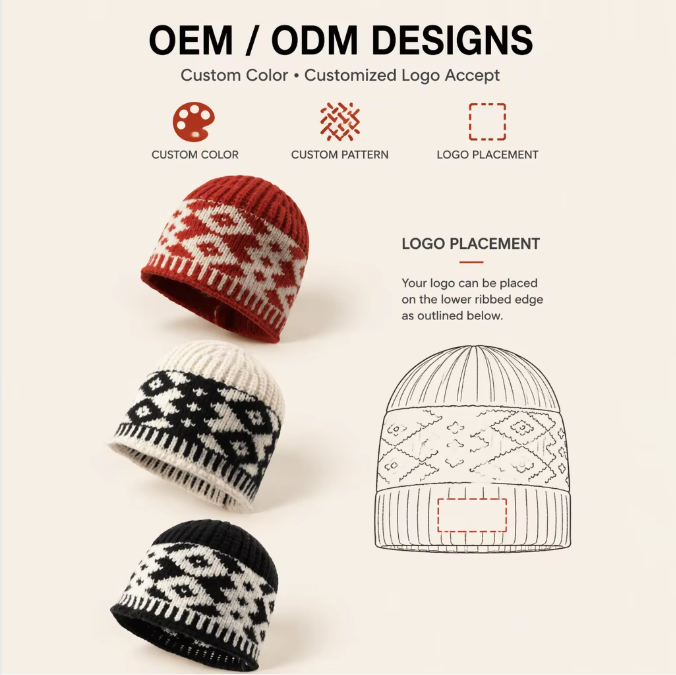 Ethnic Pattern Knitted Beanie Hat - image 1