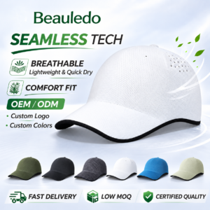 Customized seamless baseball cap, lightweight and breathable hat with OEM logo and streetwear print available