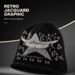 Y2K Graffiti Star Jacquard Knit Bucket Beanie, Vintage 90s Streetwear Warm Knitted Hat for Men Women - image 6