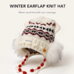 Grey Ombre Knit Earflap Beanie, Faux Fur Pom Pom Braided Tassel Winter Trapper Hat for Women - image 7