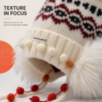 Grey Ombre Knit Earflap Beanie, Faux Fur Pom Pom Braided Tassel Winter Trapper Hat for Women - image 8